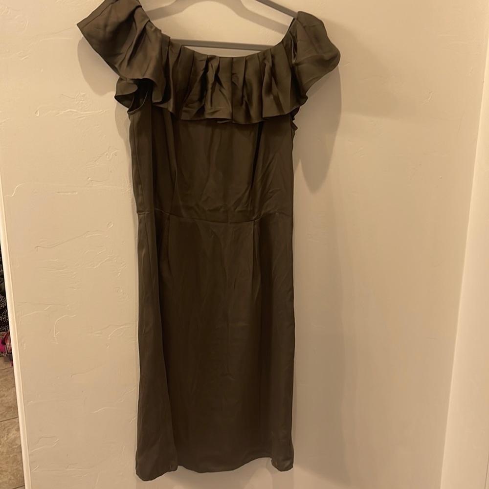 Banana Republic Olive Green Silk Ruffle Dress Size 8T
